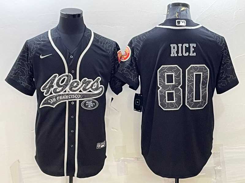 Men%27s San Francisco 49ers #80 Jerry Rice Black Reflective Limited Stitched Football Jersey